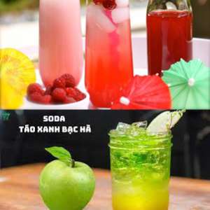 Soda 2 vị : Táo - Bạc hà /dâu - bubblue -Rum / Soda kiwi- Bạc hà - L